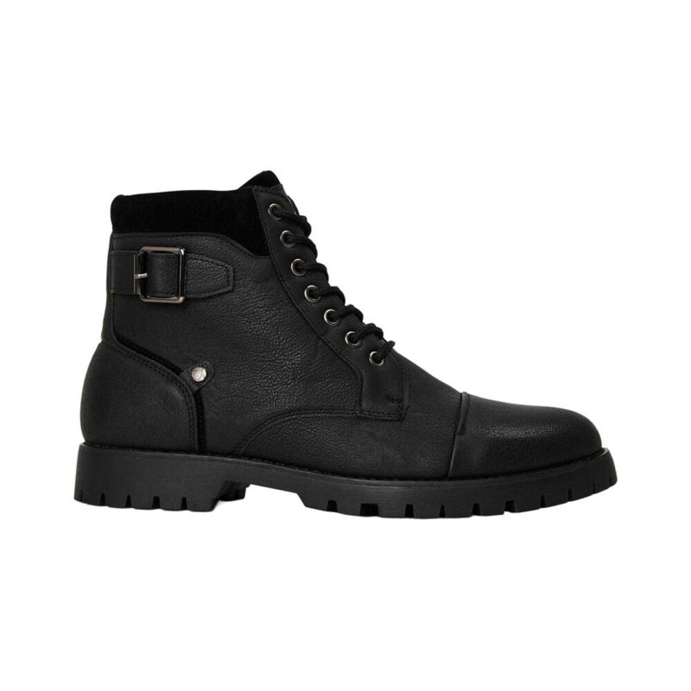 Original Penguin Mens Plain Leather Combat Boots / Black